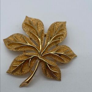 Crown Trifari Gold Leaf Brooch
